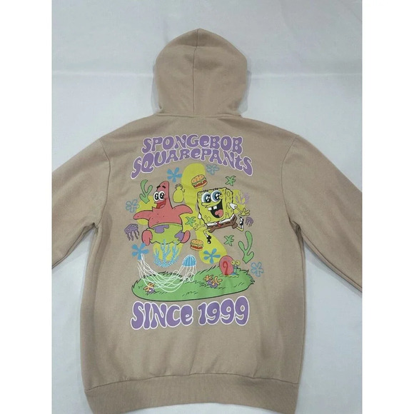 Nickelodeon Men's Spongebob Squarepants Hoodie Sweatshirt Tan Large Super Soft - Picture 4 of 9